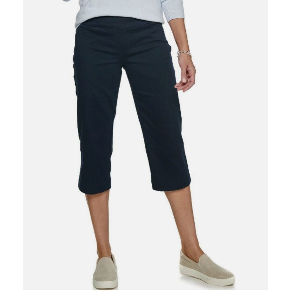 Croft & Barrow Navy Tummy Control Capri Pant, Size 4 -NEW